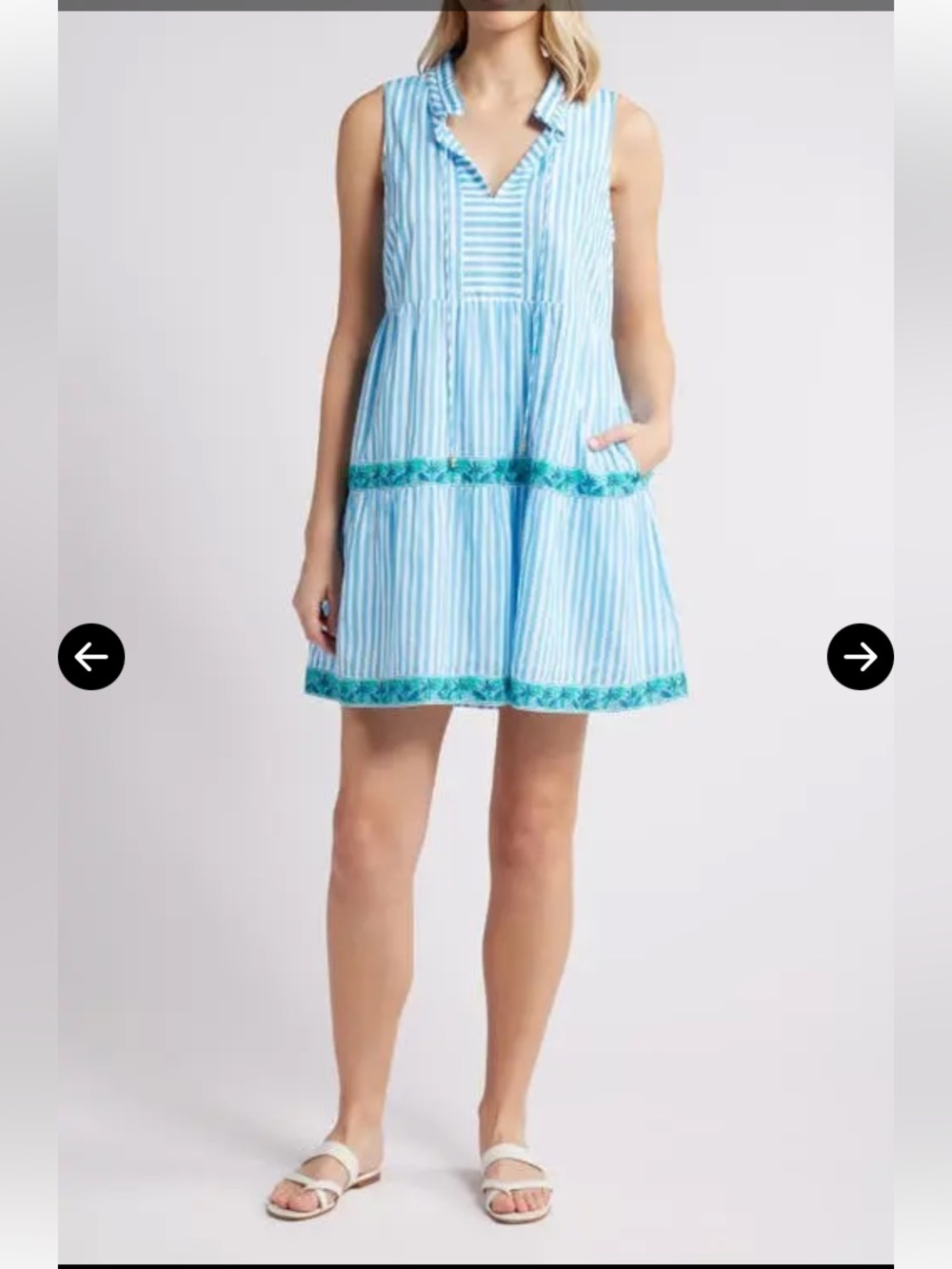 Tommy Bahama Marina isle Blue and White Striped Sleeveless Tie-Front Mini Dress